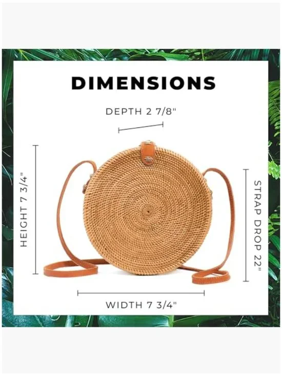 Handmade Rattan Crossbody Bag - Woven Straw Hobo Purse - Lightweight - Picture 5 of 7